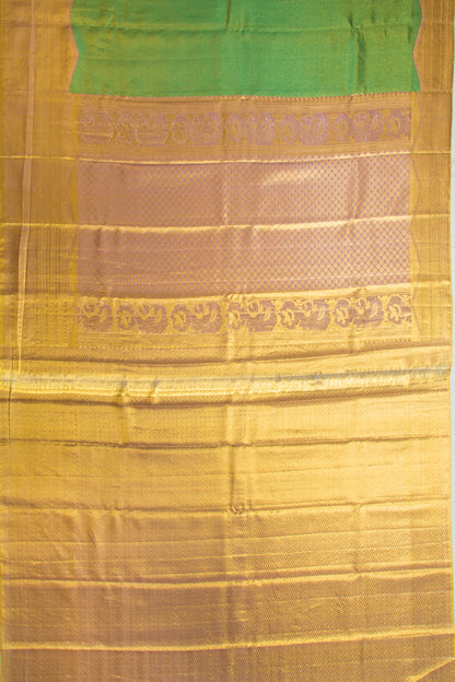 Taranga Kanchi Silk Tissue Diagonal Lines Green Saree