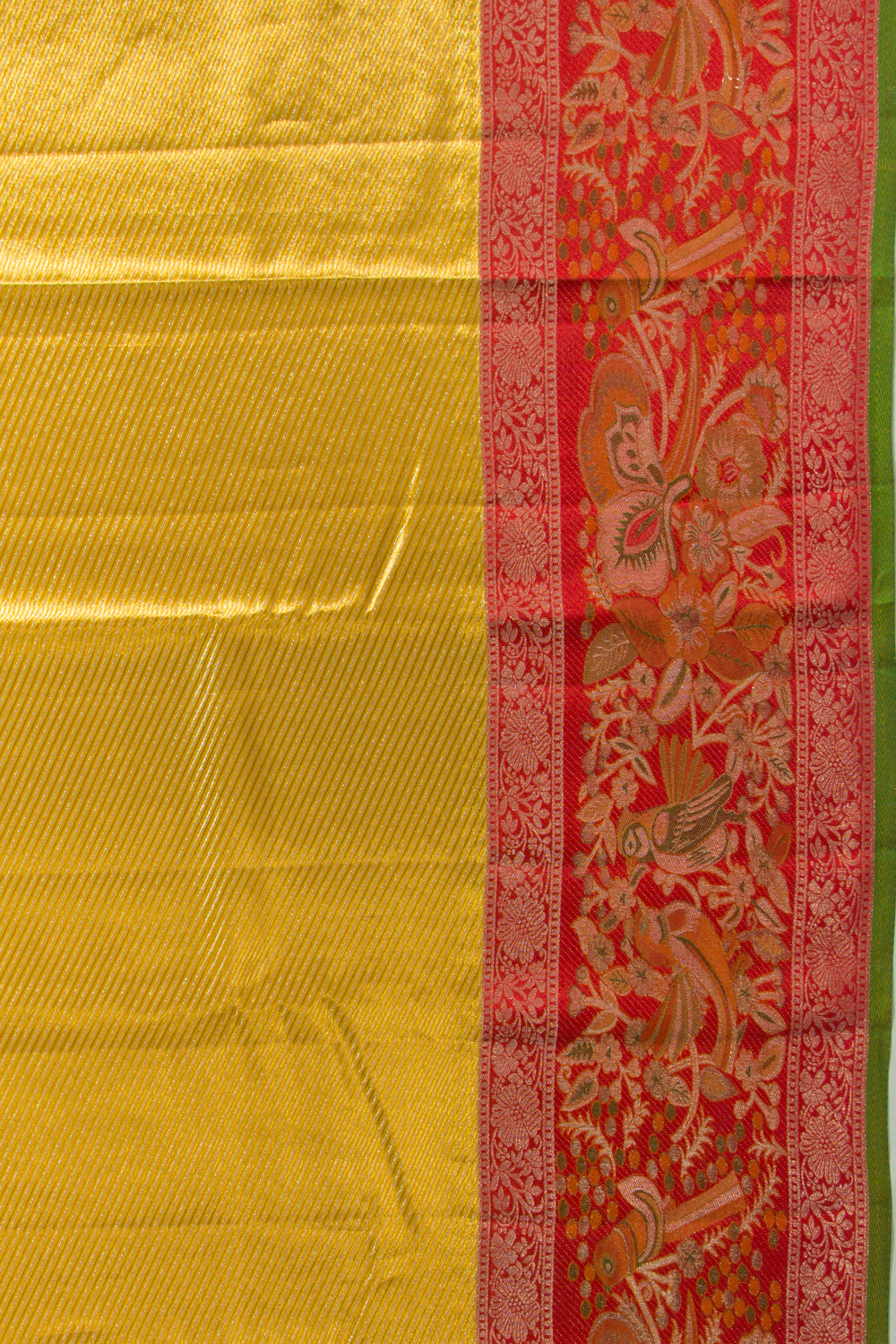 Kanchipuram Silk Tissue Diagonal Lines Gold Saree