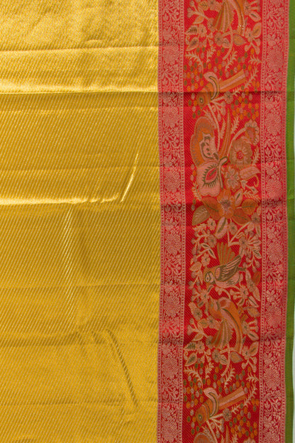 Kanchipuram Silk Tissue Diagonal Lines Gold Saree
