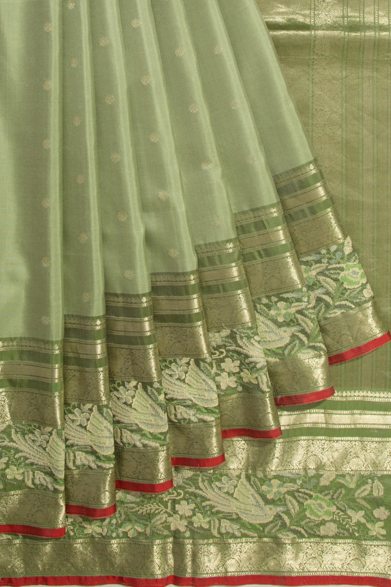 Kanchipuram Silk Butta Pista Green Saree