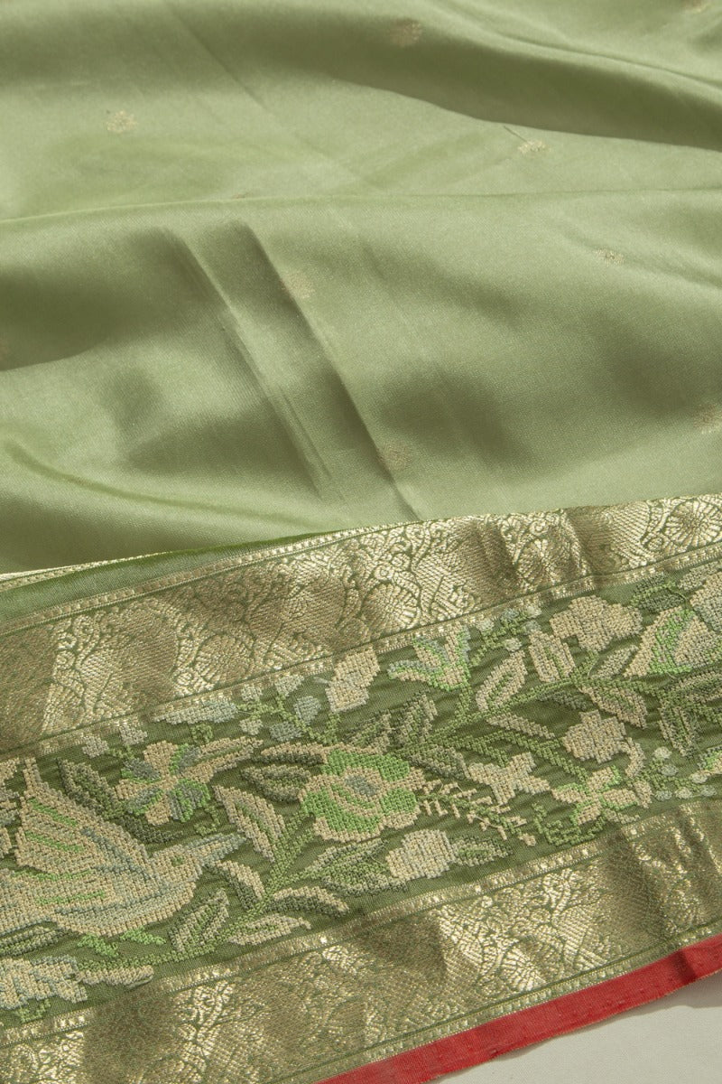 Kanchipuram Silk Butta Pista Green Saree