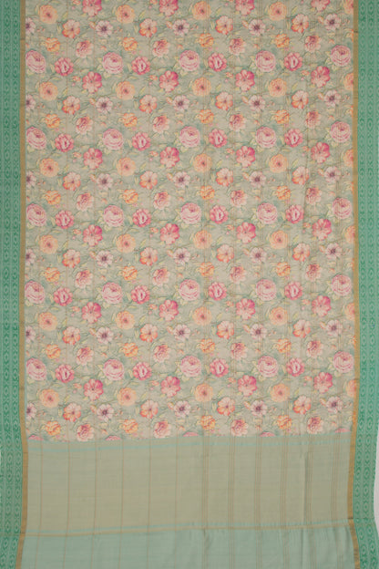 Chanderi Cotton Floral Printed Cream Saree