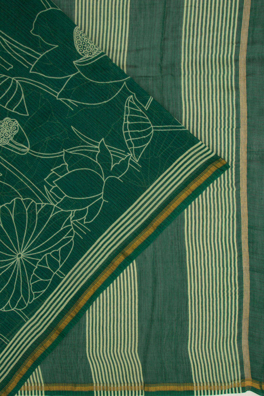 Chanderi Cotton Block Printed Green Saree