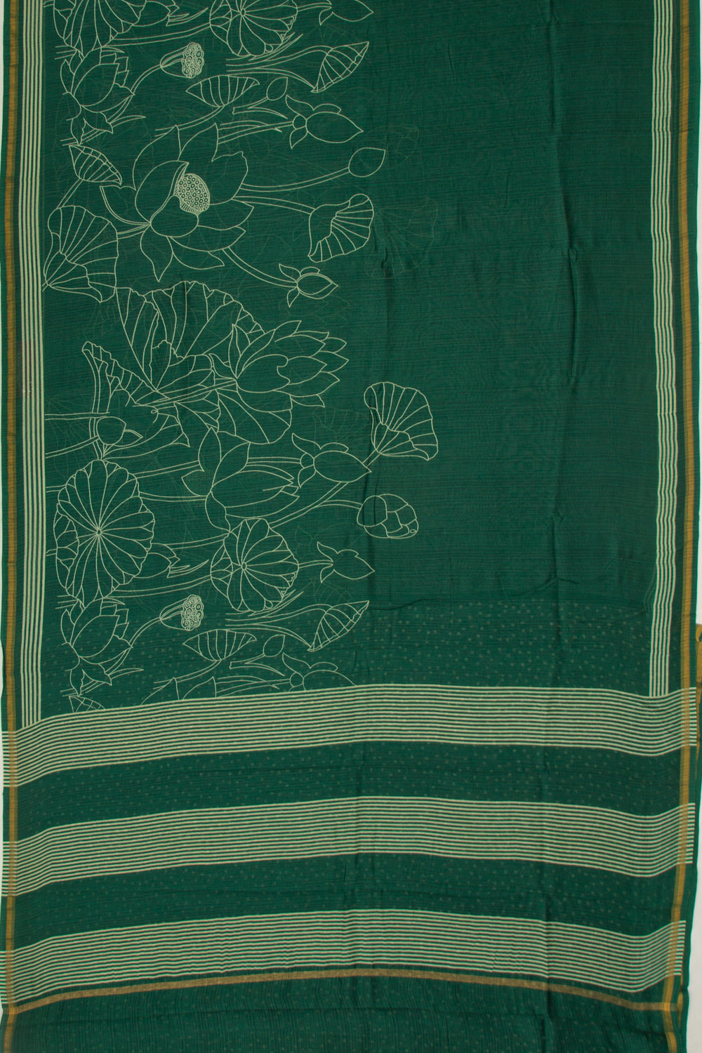 Chanderi Cotton Block Printed Green Saree