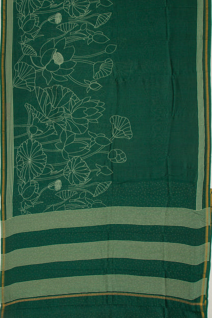 Chanderi Cotton Block Printed Green Saree
