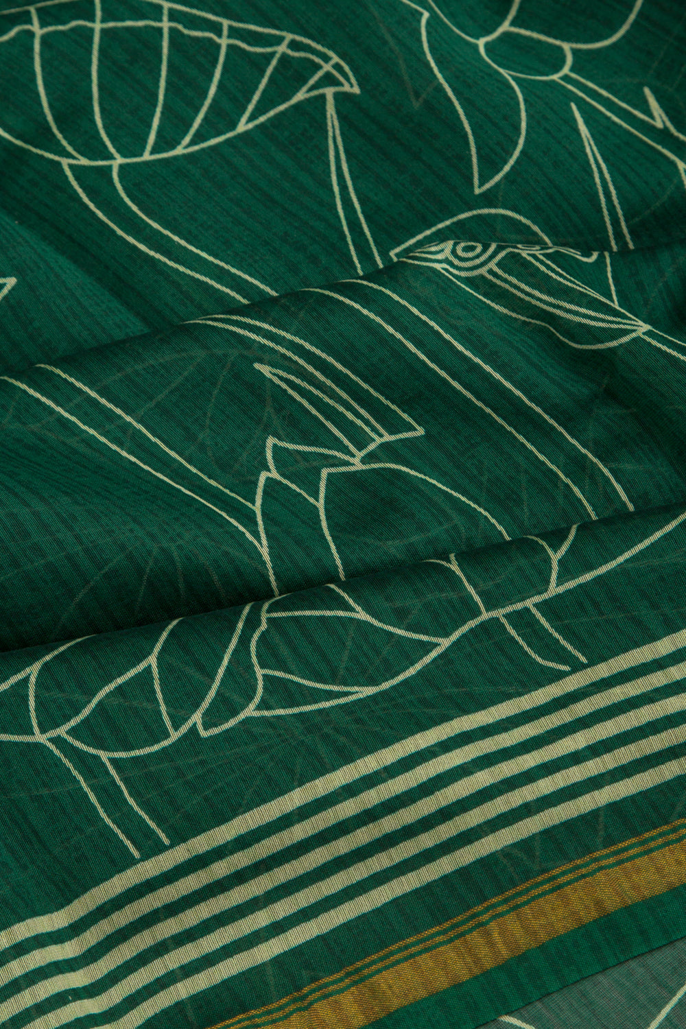 Chanderi Cotton Block Printed Green Saree