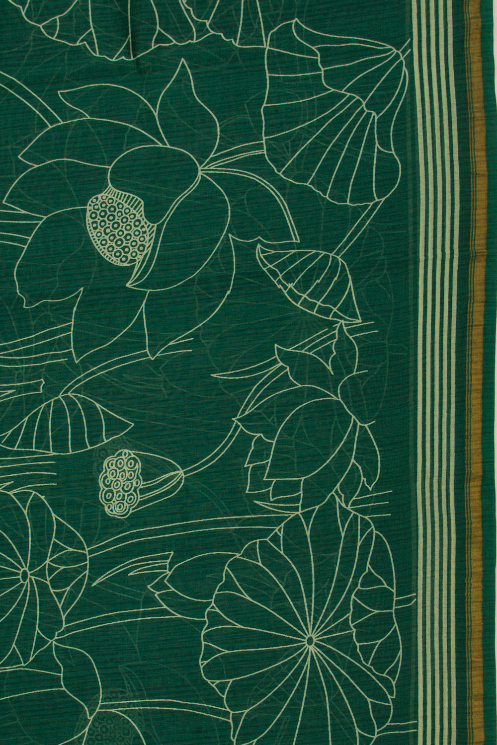 Chanderi Cotton Block Printed Green Saree