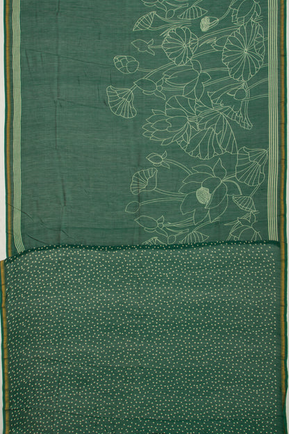 Chanderi Cotton Block Printed Green Saree