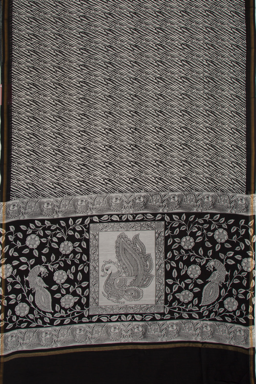 Chanderi Cotton Block Printed White Saree
