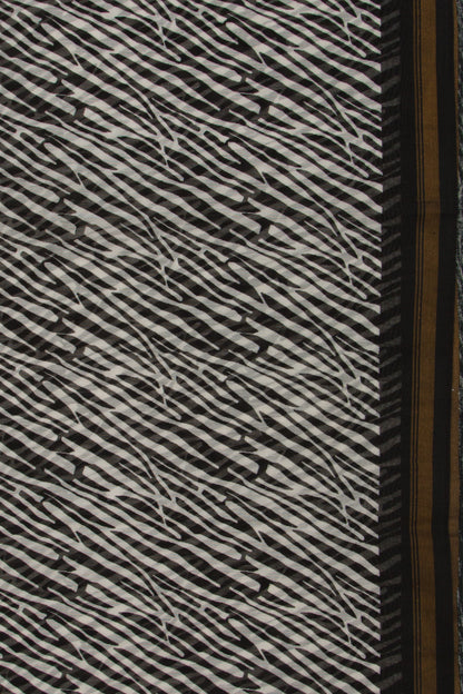 Chanderi Cotton Block Printed White Saree