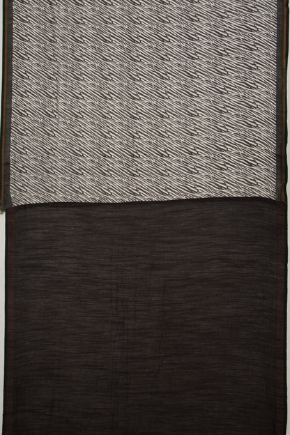 Chanderi Cotton Block Printed White Saree