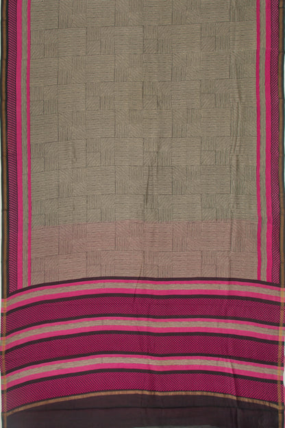 Chanderi Cotton Block Printed Cream Saree