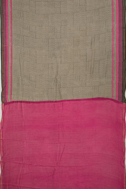 Chanderi Cotton Block Printed Cream Saree