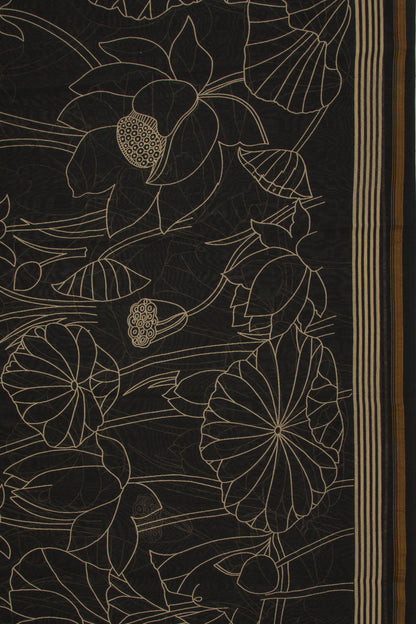 Chanderi Cotton Block Printed Black Saree