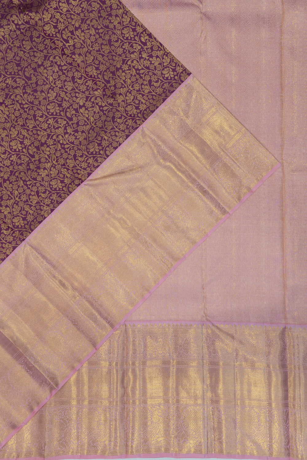 Kanchipuram Silk Brocade Deep Purple Saree