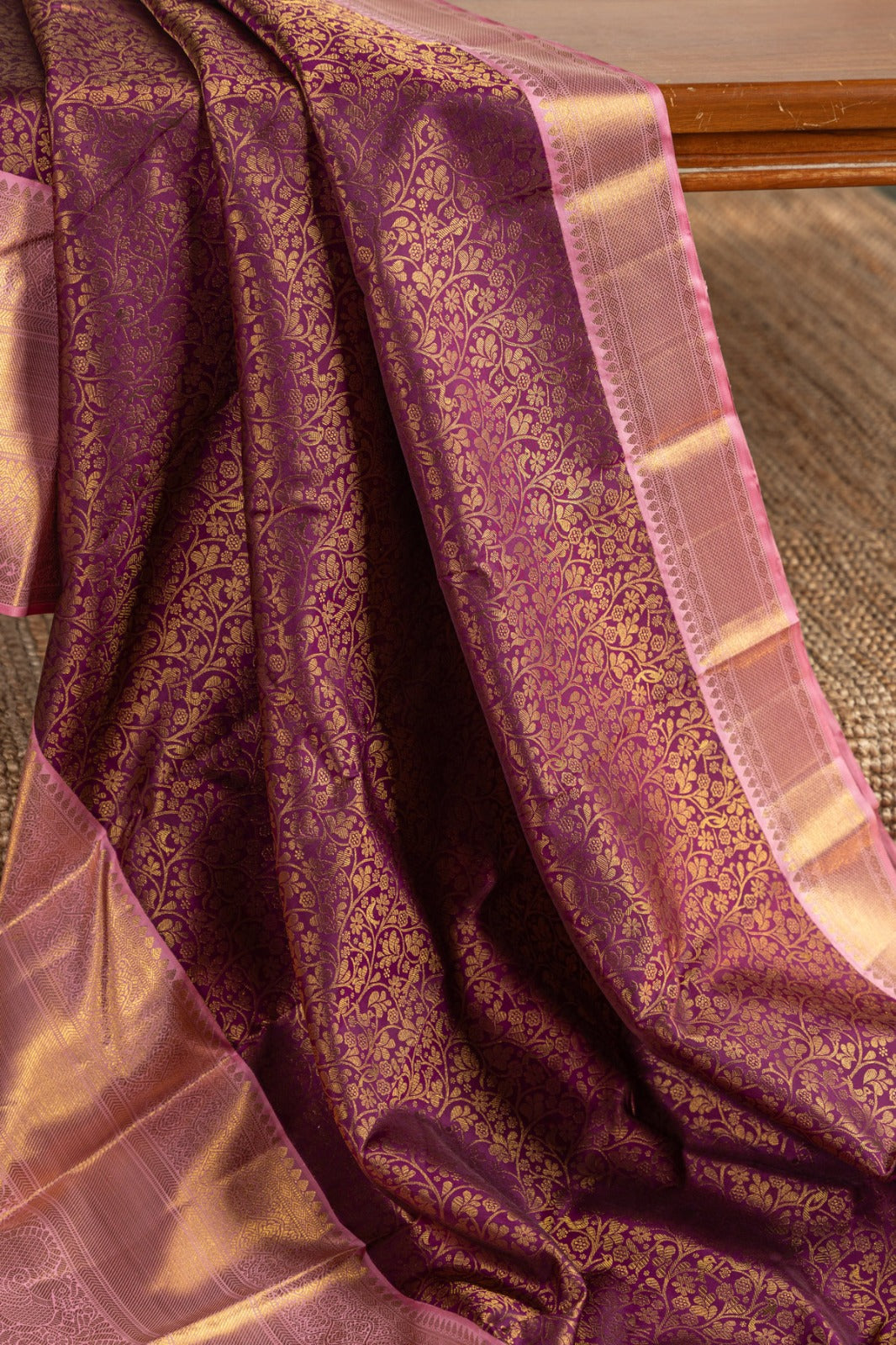 Kanchipuram Silk Brocade Deep Purple Saree
