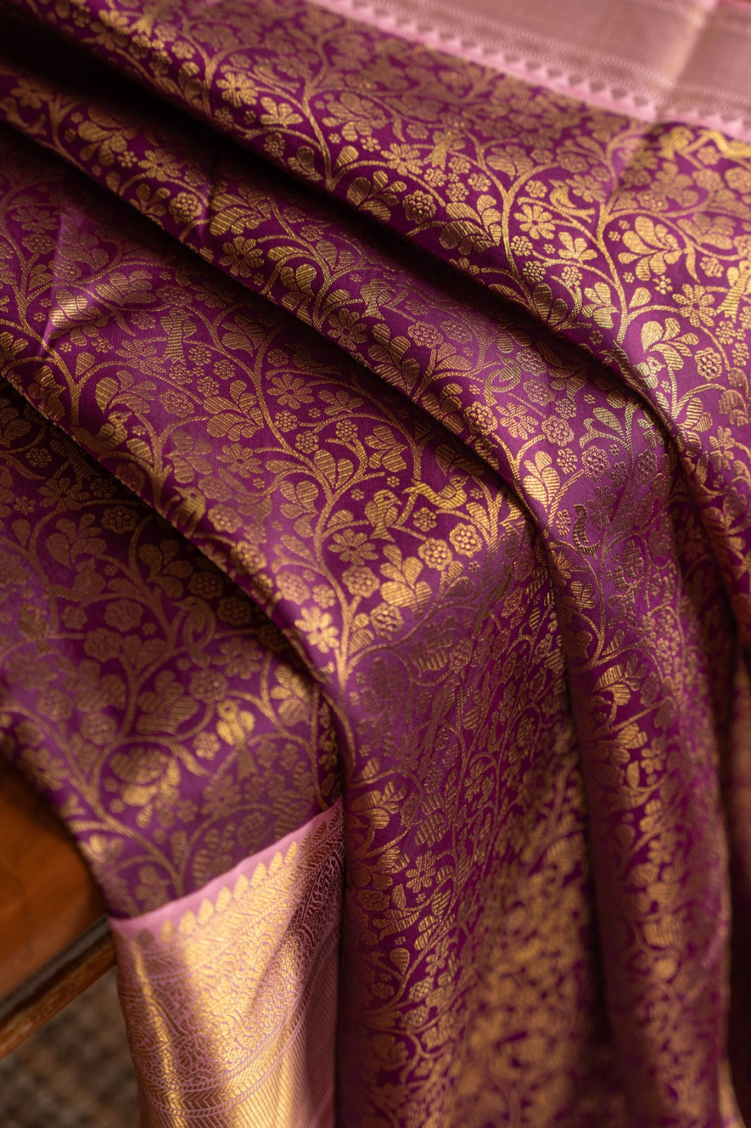Kanchipuram Silk Brocade Deep Purple Saree