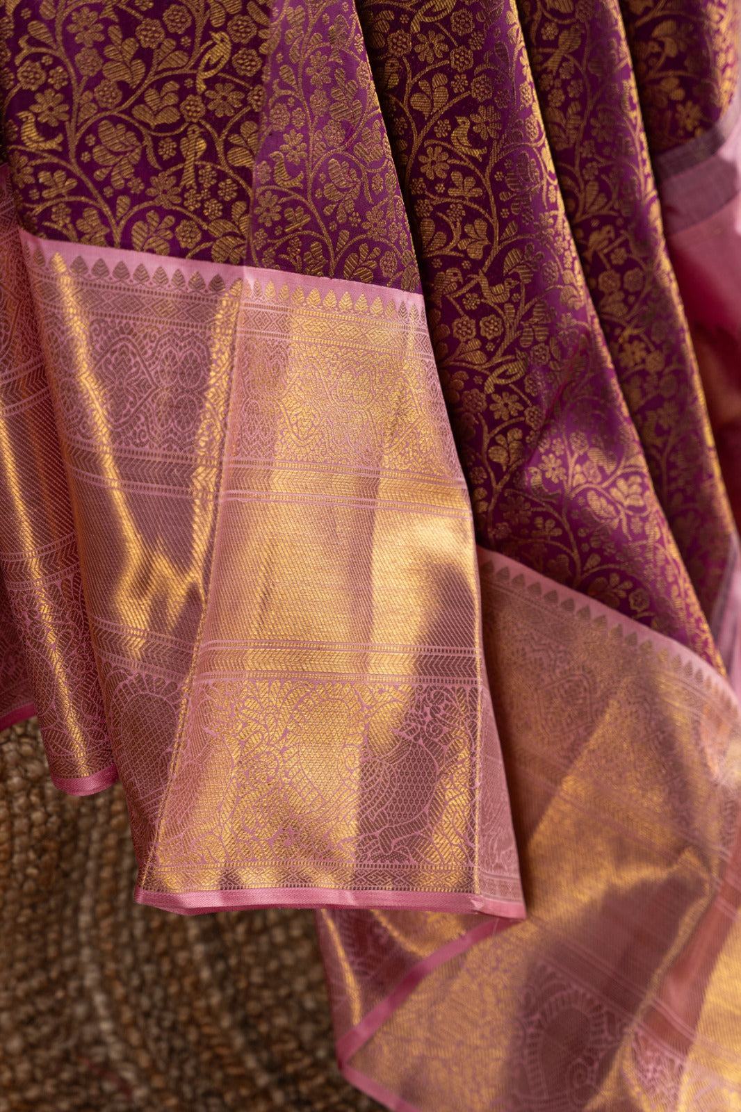 Kanchipuram Silk Brocade Deep Purple Saree