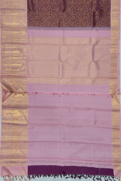 Kanchipuram Silk Brocade Deep Purple Saree