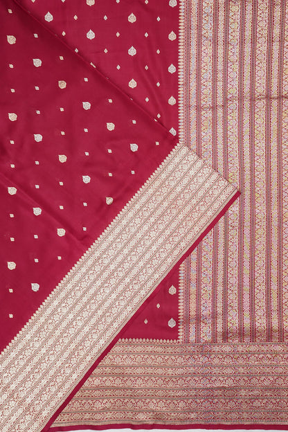 Banarasi Satin Butta Maroon Saree