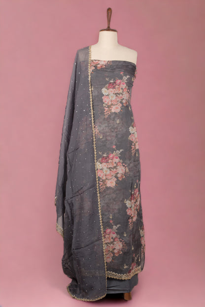 Organza Grey Salwar Suit Set