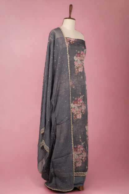 Organza Grey Salwar Suit Set