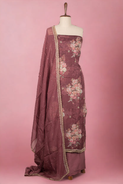 Organza Purple Salwar Suit Set