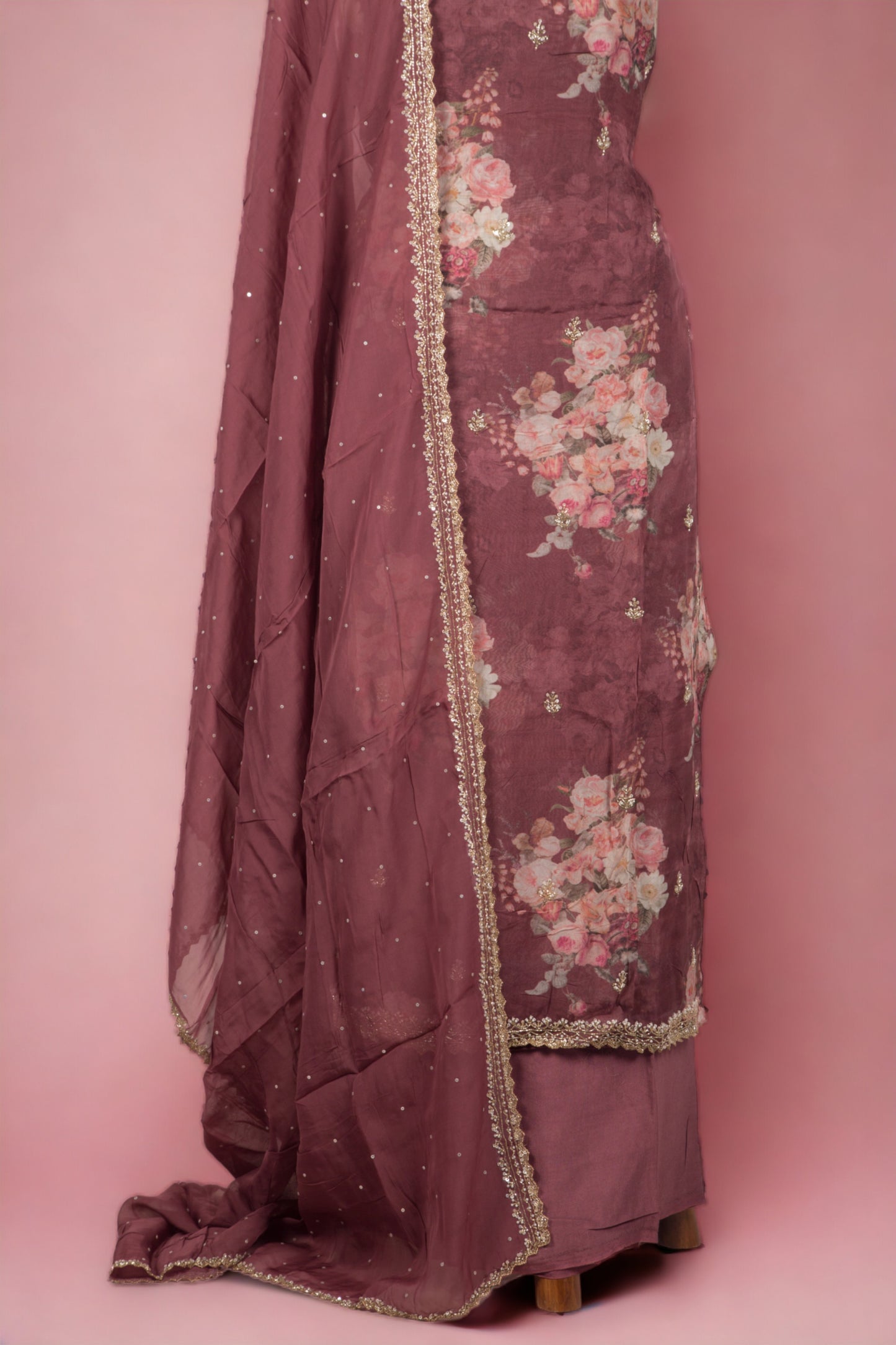 Organza Purple Salwar Suit Set