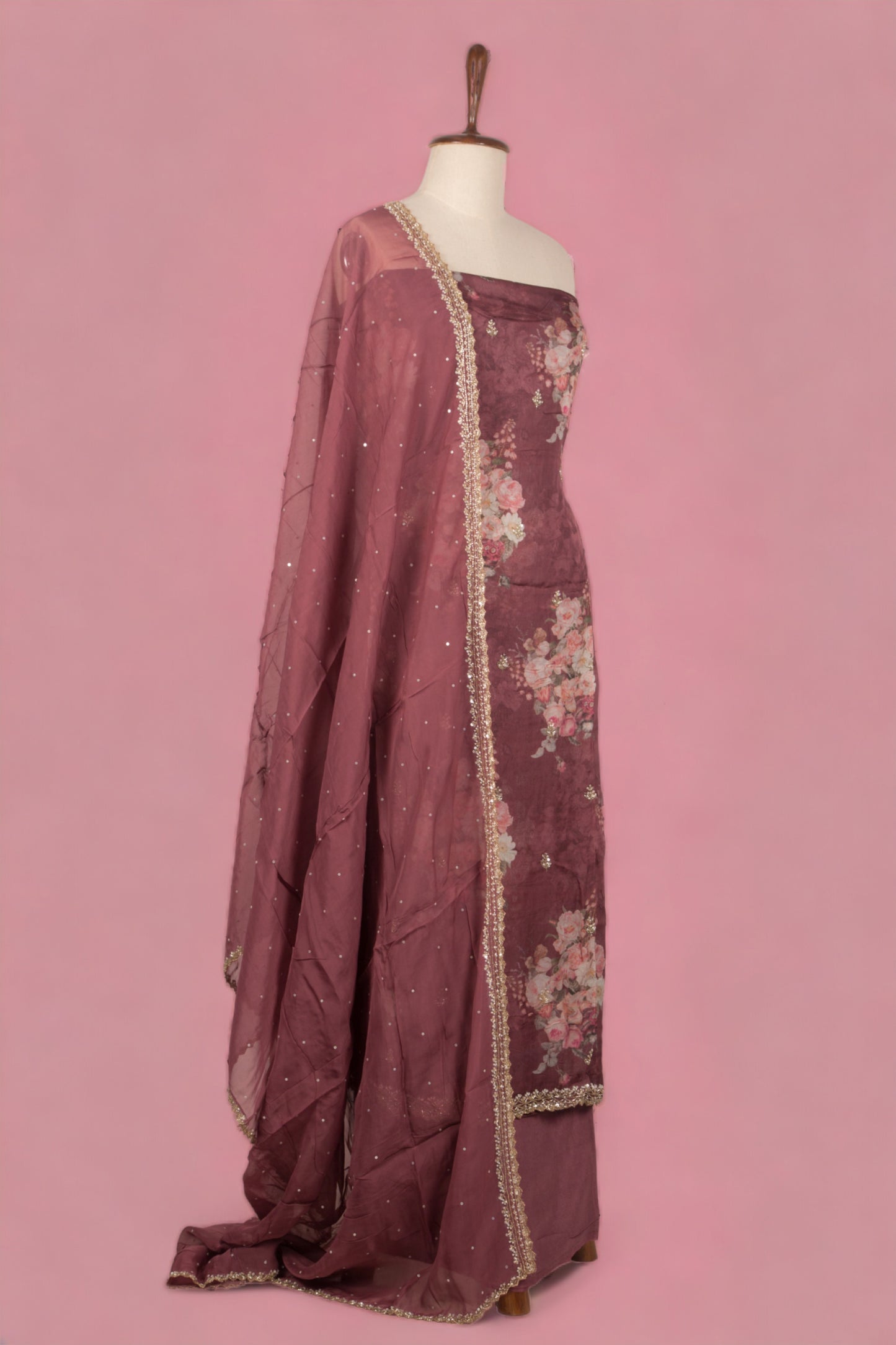 Organza Purple Salwar Suit Set