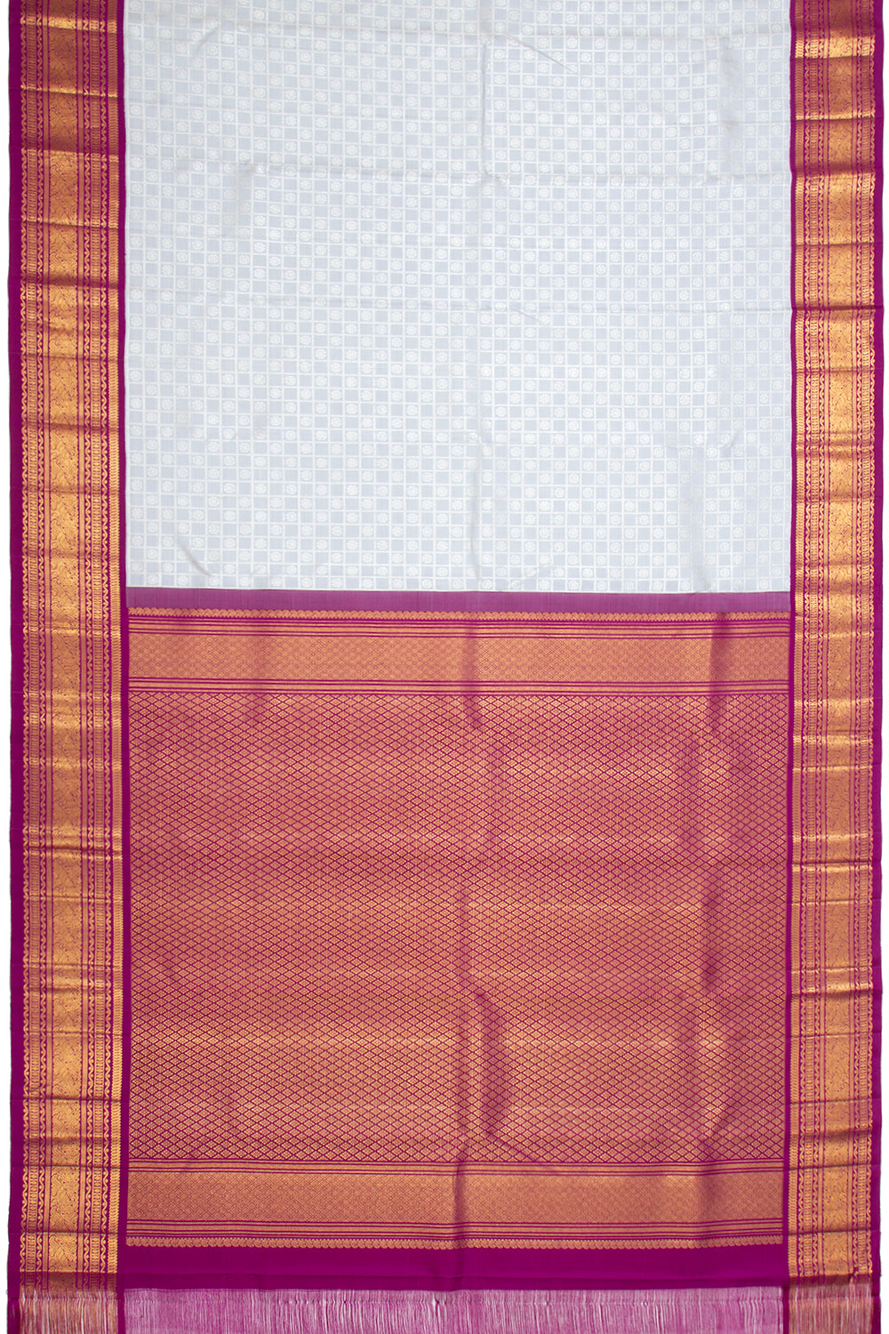Kanchipuram Silk Checks And Butta Grey Saree