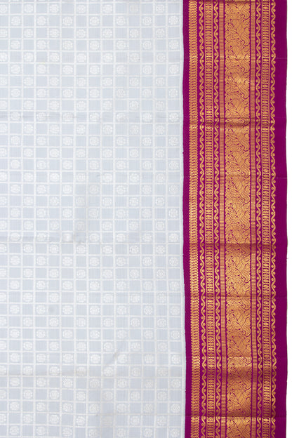 Kanchipuram Silk Checks And Butta Grey Saree