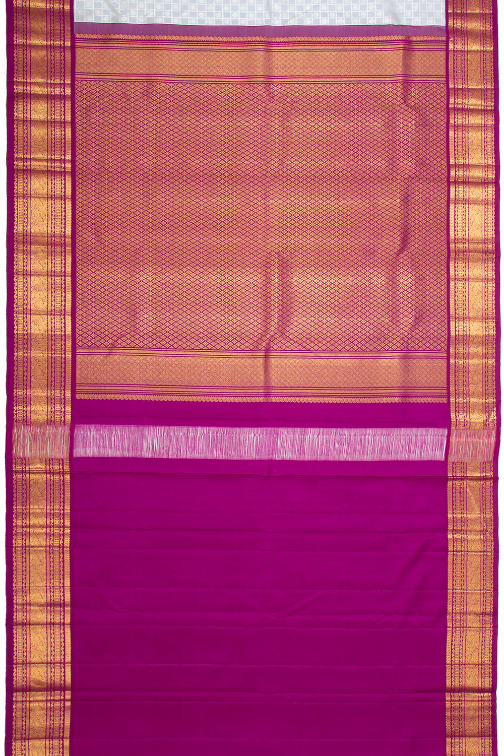 Kanchipuram Silk Checks And Butta Grey Saree