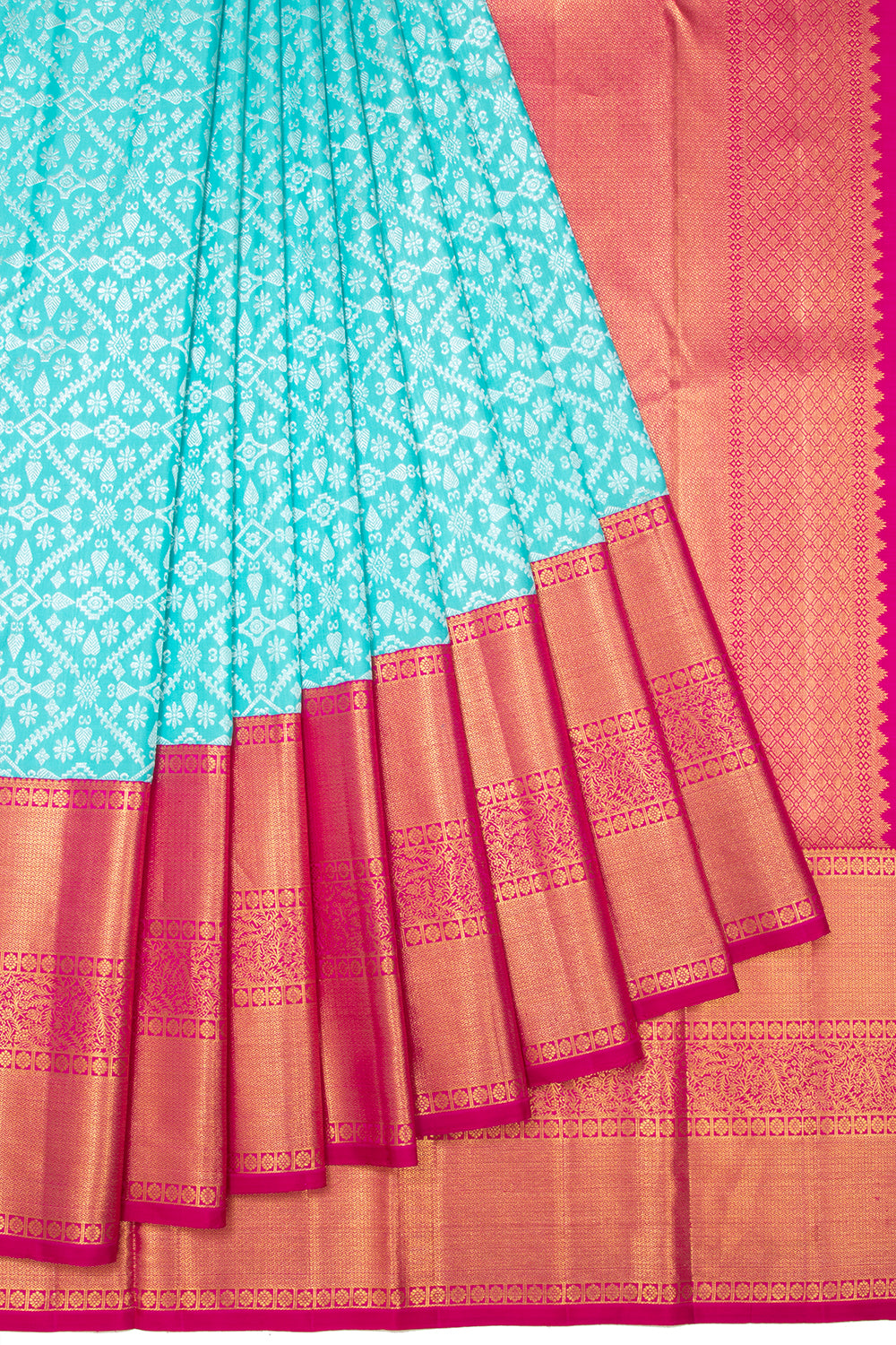 Kanchipuram Silk Brocade Sky Blue Saree