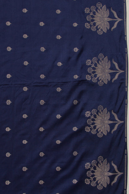 Banarasi Satin Silk Butta Dark Blue Saree