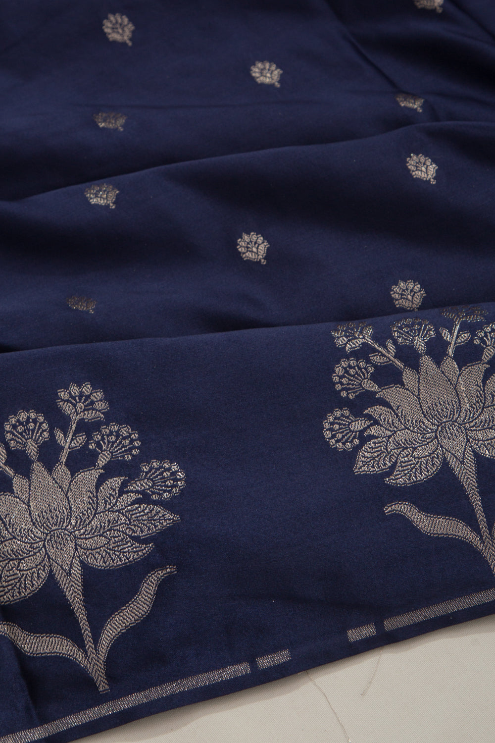 Banarasi Satin Silk Butta Dark Blue Saree
