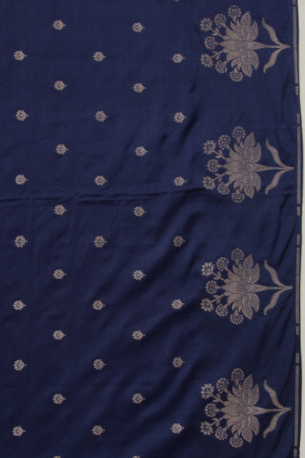 Banarasi Satin Silk Butta Dark Blue Saree