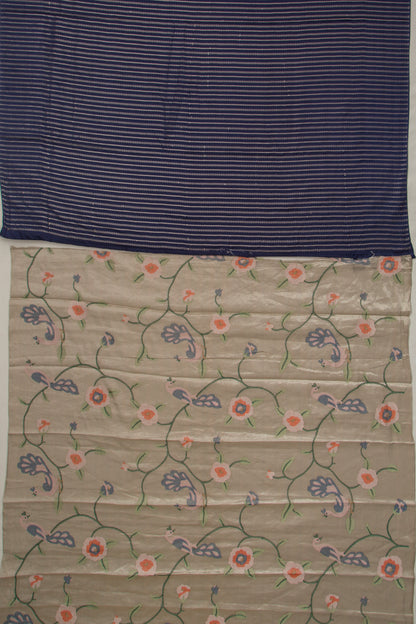 Banarasi Satin Silk Butta Dark Blue Saree