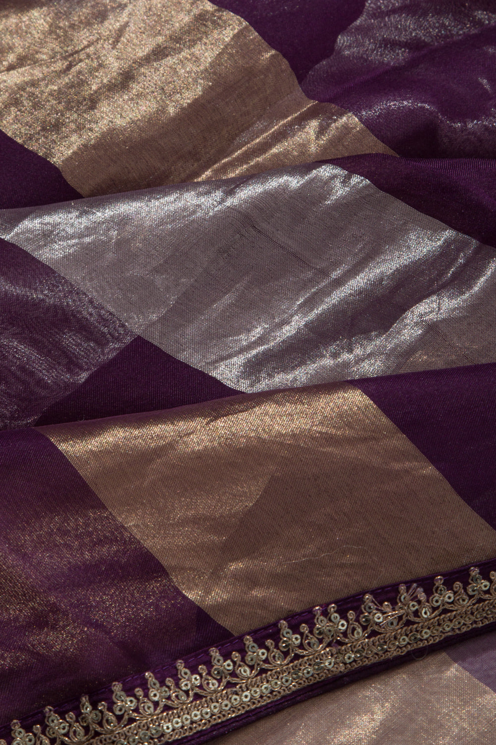 Organza Lines Purple Saree