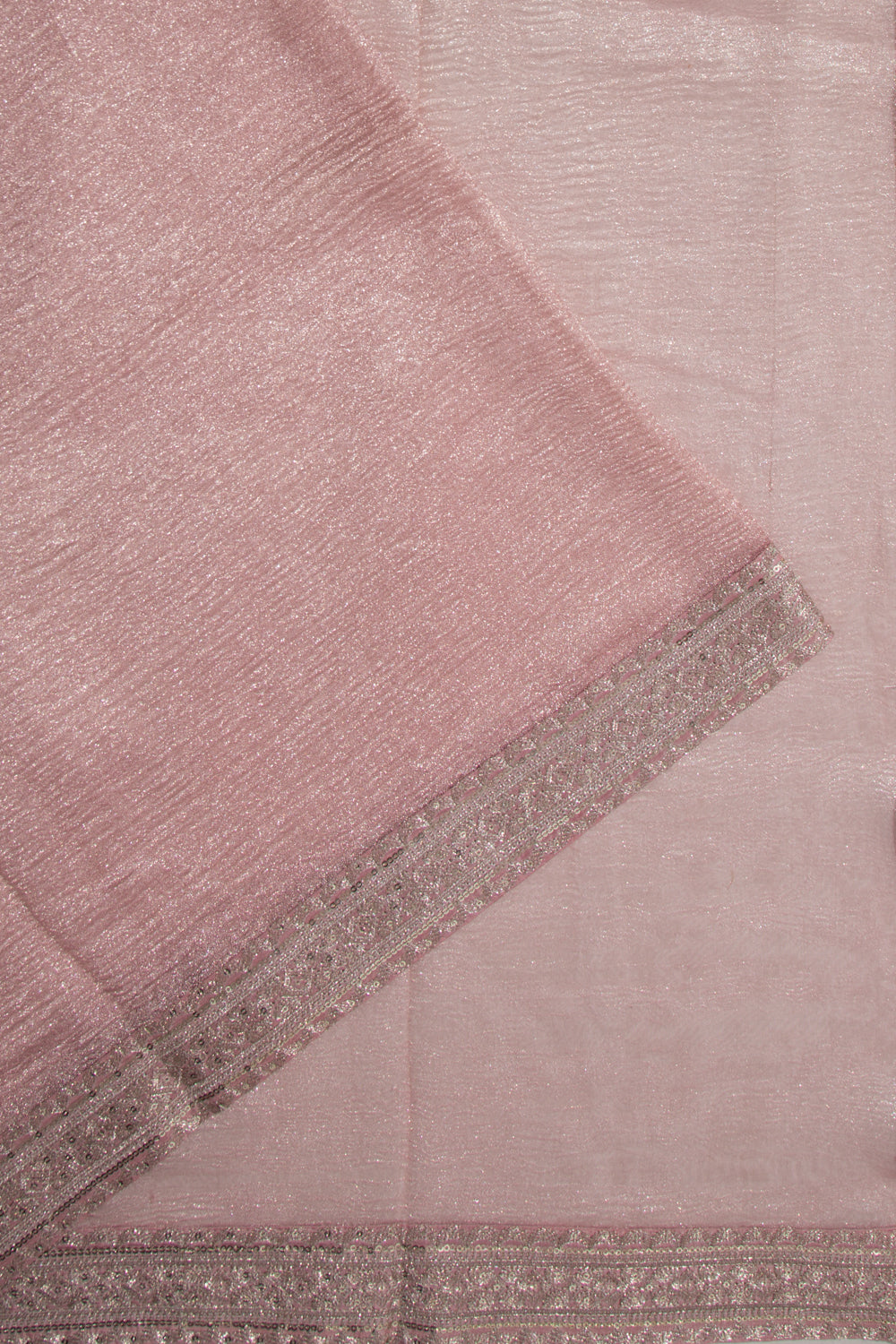 Organza Tissue Pink Crush Saree With Shikwa Embroidery Border
