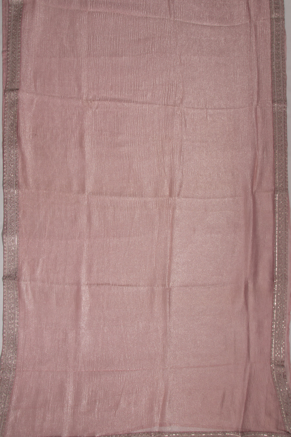 Organza Tissue Pink Crush Saree With Shikwa Embroidery Border
