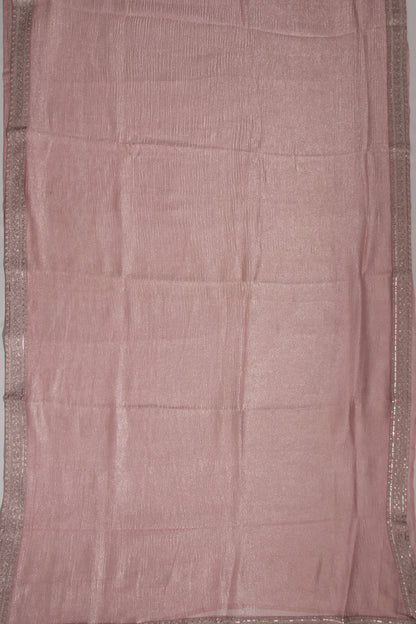 Organza Tissue Pink Crush Saree With Shikwa Embroidery Border
