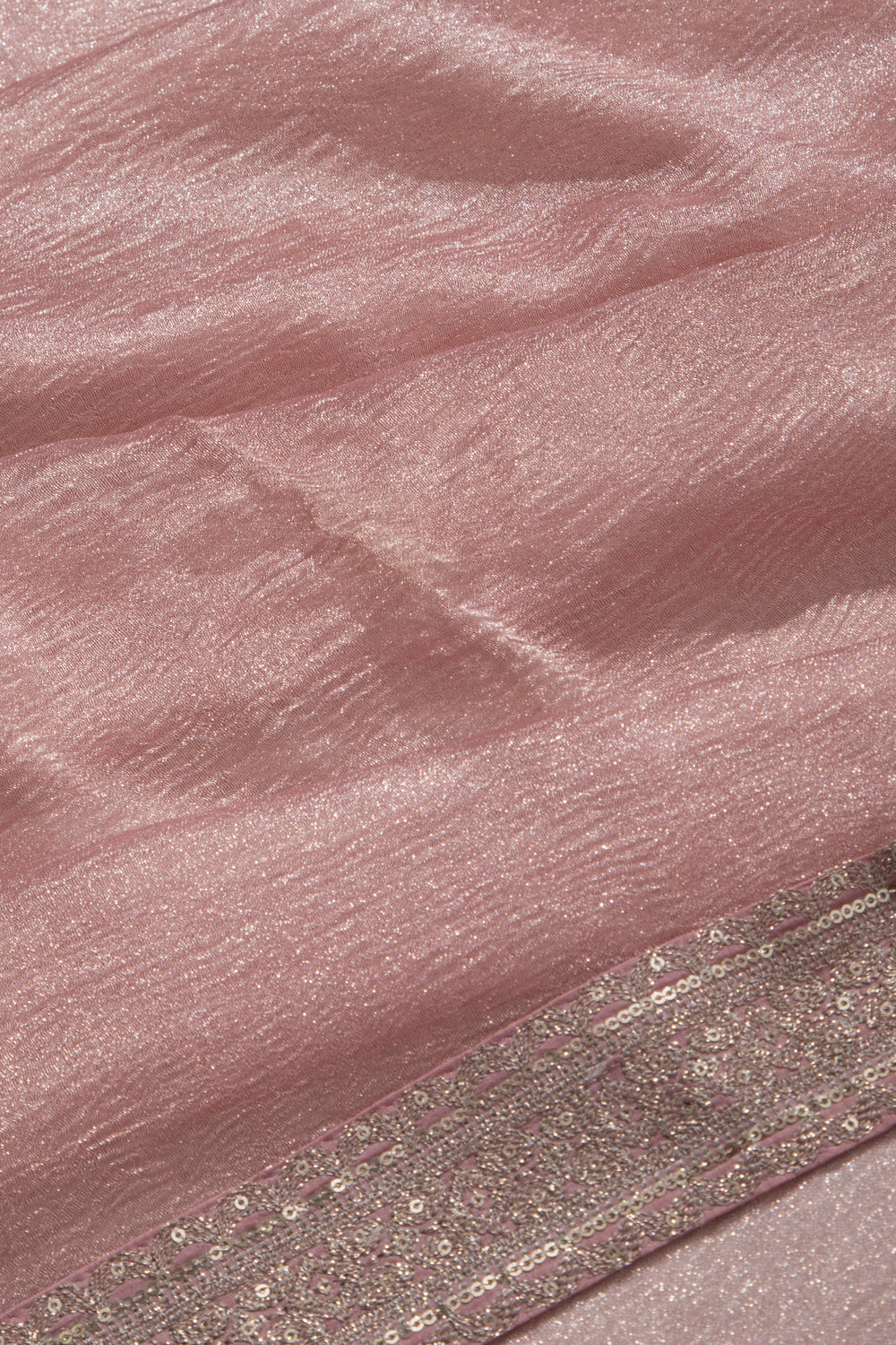 Organza Tissue Pink Crush Saree With Shikwa Embroidery Border