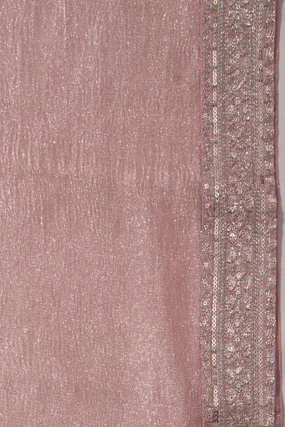 Organza Tissue Pink Crush Saree With Shikwa Embroidery Border