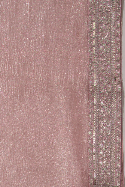 Organza Tissue Pink Crush Saree With Shikwa Embroidery Border