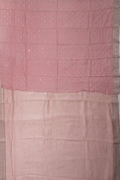 Organza Tissue Pink Crush Saree With Shikwa Embroidery Border