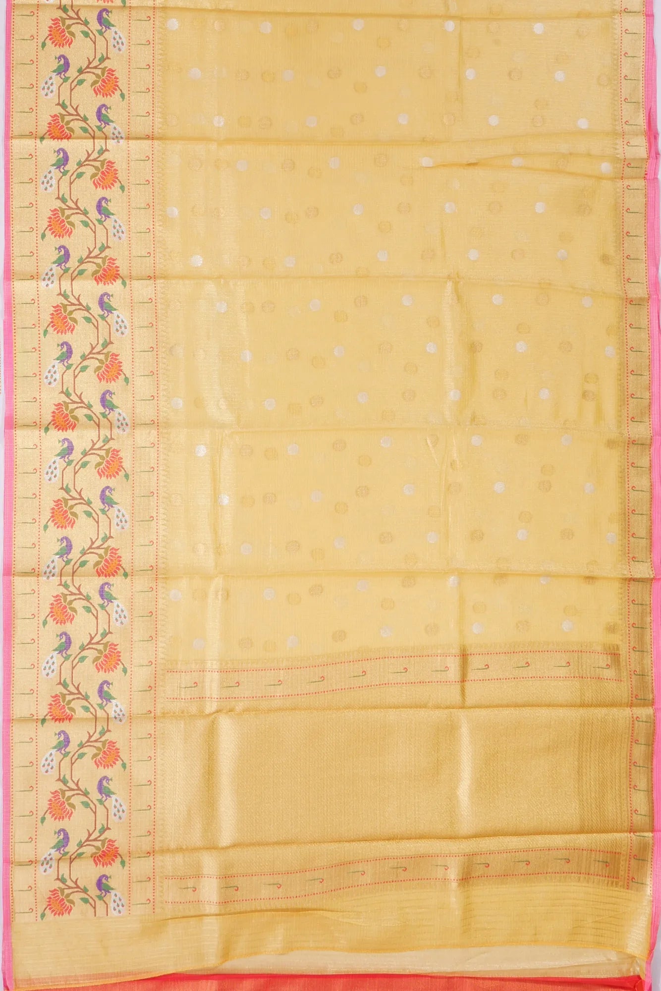 Kankatala Kota Soft Silk Tissue Butta Pastel Yellow Saree g2