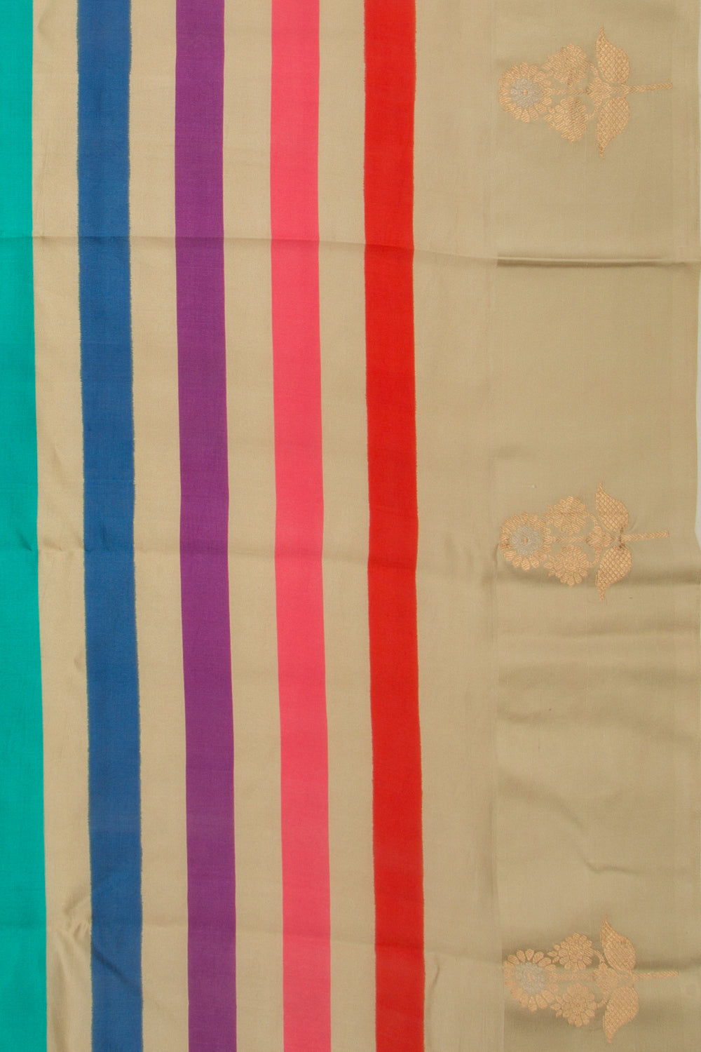 Banarasi Silk Katan Printed Lines Cream Saree