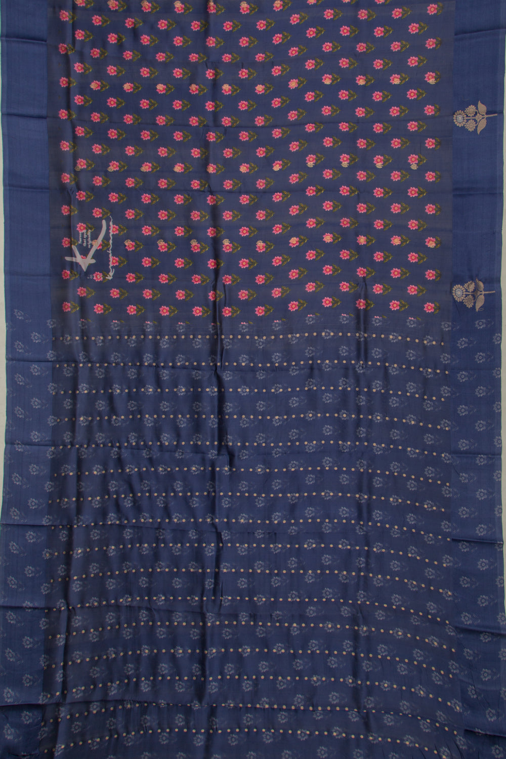 Banarasi Silk Katan Floral Printed Blue Saree