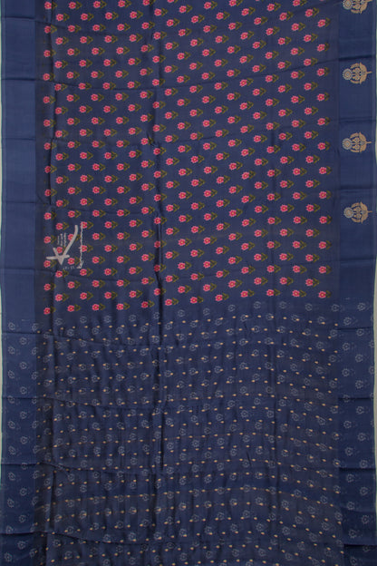 Banarasi Silk Katan Floral Printed Blue Saree