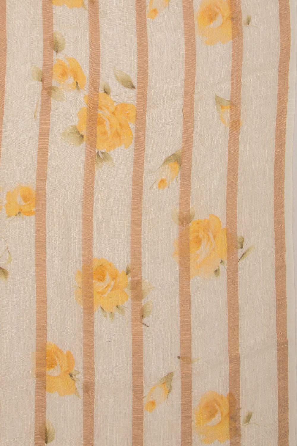 Pure Linen Floral Printed Cream Saree
